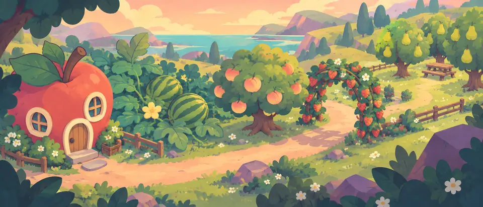An illustration from The Giant Fruit Path
